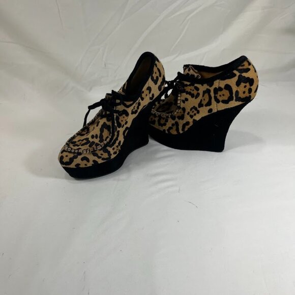 L.A.M.B. Gwen Stefani Leopard Wedge Shoes - 7 1/2 M - Picture 2 of 9